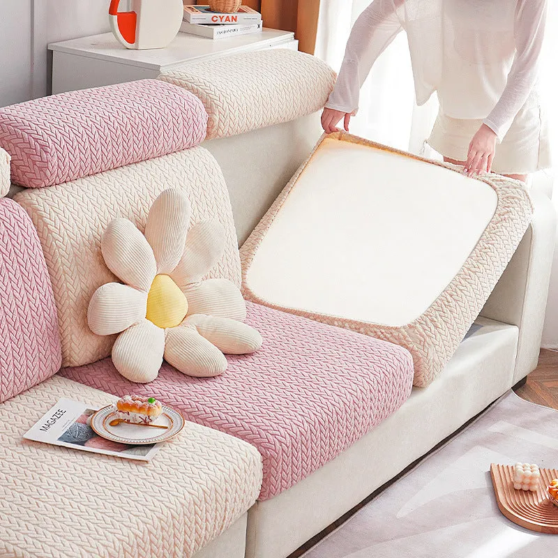 Pet-Friendly Small Wheat Pattern Sectional Couch Cover