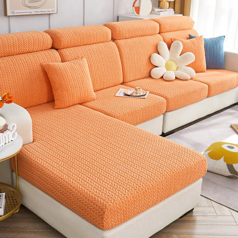 Pet-Friendly Small Wheat Pattern Sectional Couch Cover