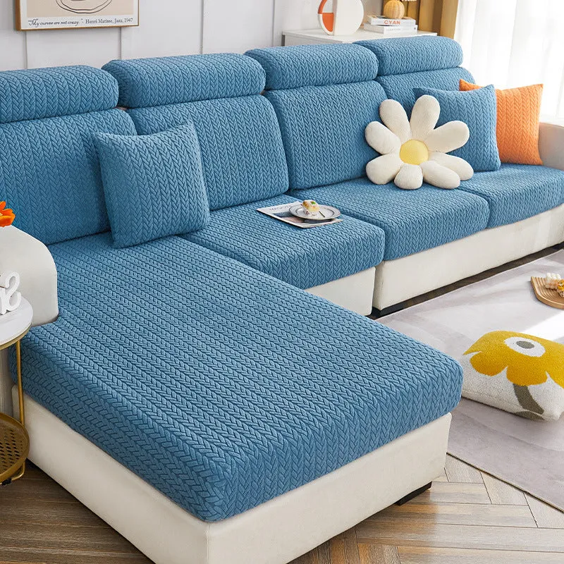 Pet-Friendly Small Wheat Pattern Sectional Couch Cover
