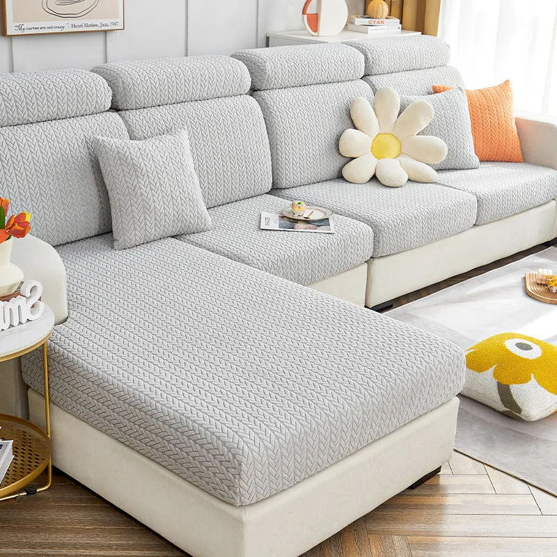 Pet-Friendly Small Wheat Pattern Sectional Couch Cover