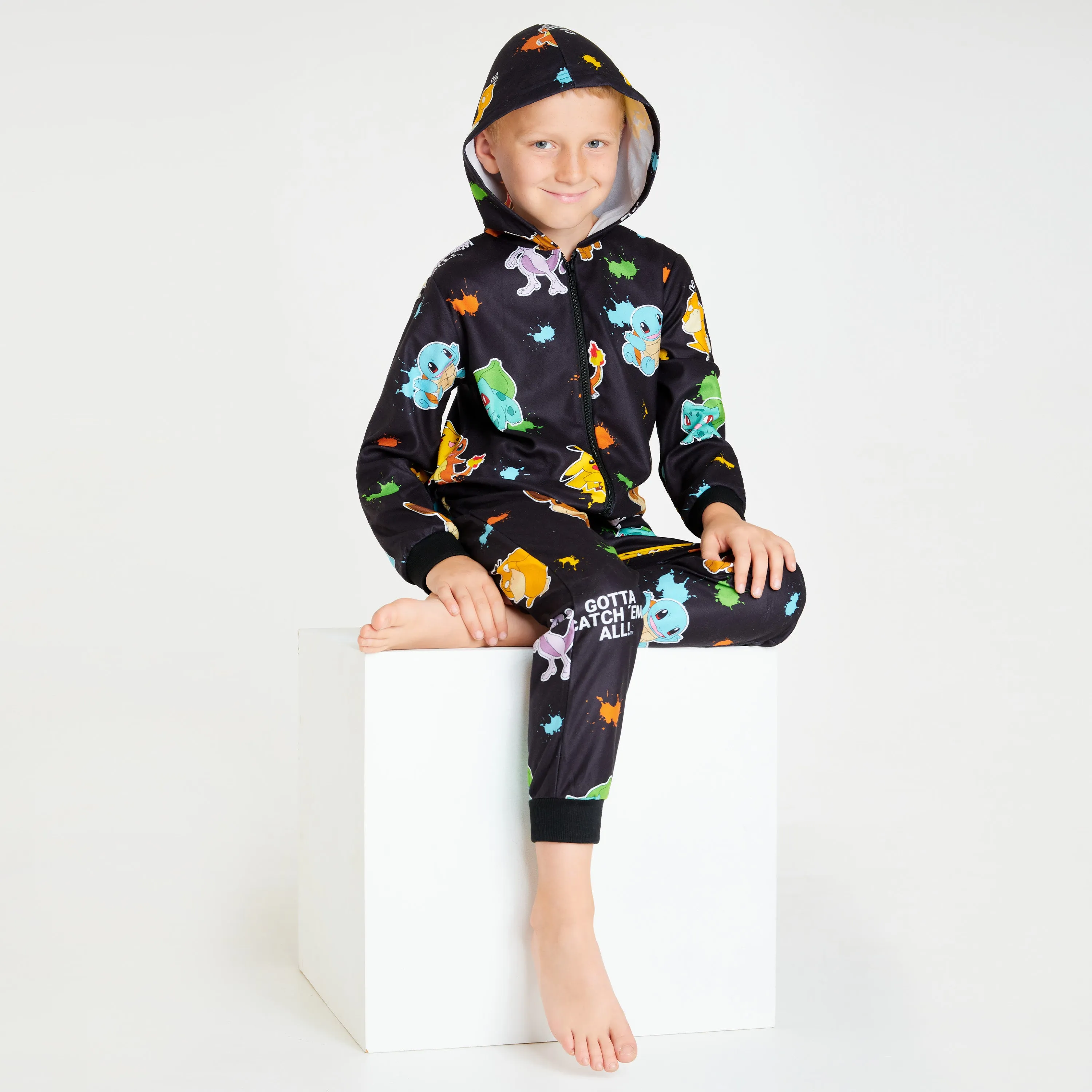 Pokemon Fleece Onesie for Boys  - Black AOP Comfy Loungewear