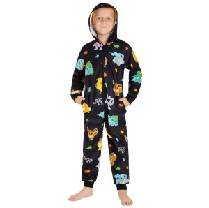 Pokemon Fleece Onesie for Boys  - Black AOP Comfy Loungewear