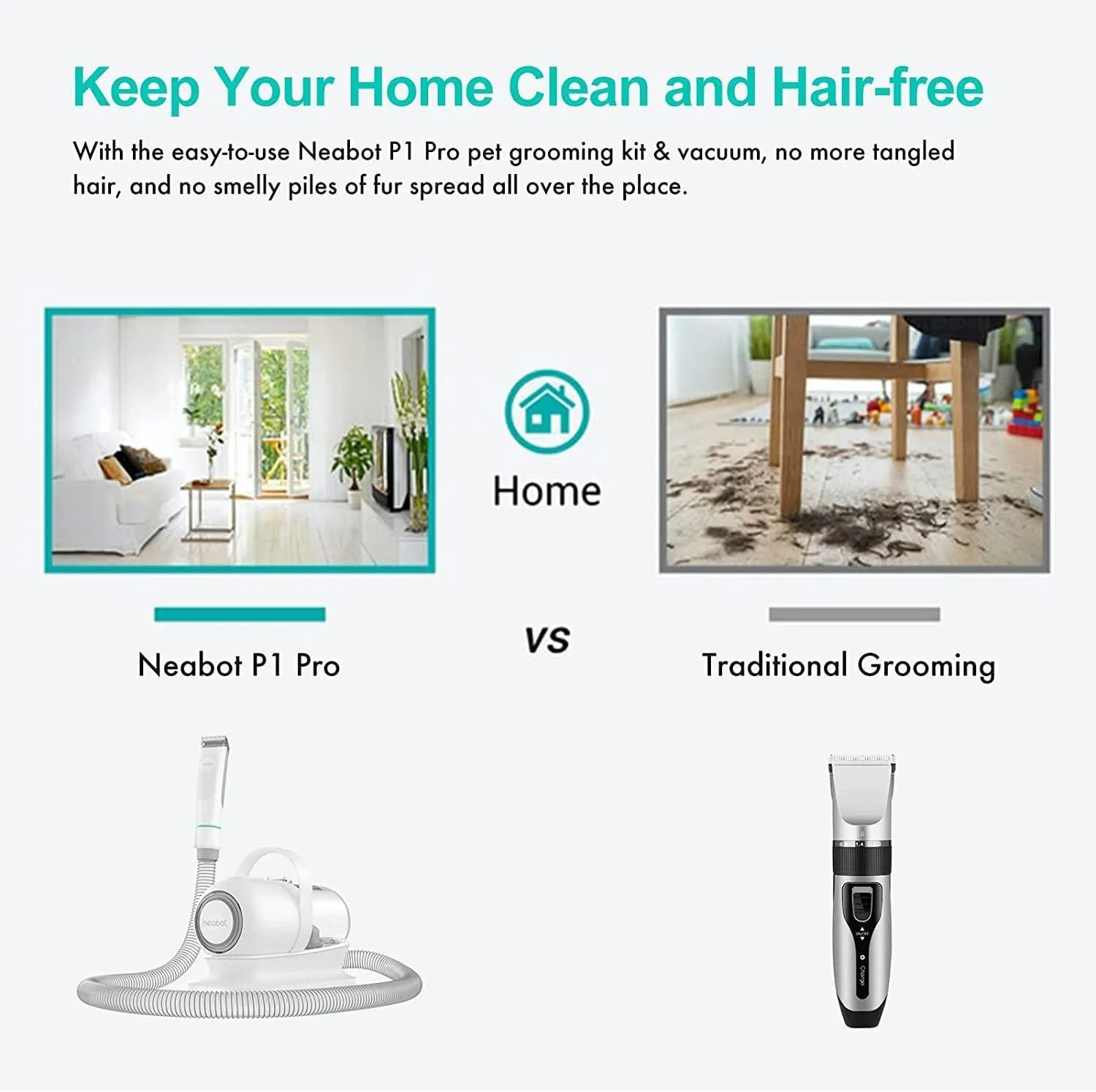 Pro Pet Grooming Kit & Vacuum Pet Hair Remover with Professional Grooming Clippers  and Proven Grooming Tools for Dogs Cats and Other Animals
