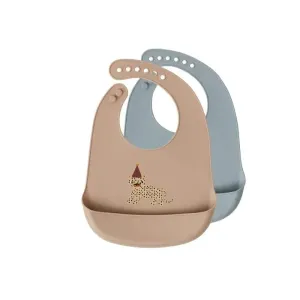 Silicone Baby Bibs - Set of 2 - Leopard