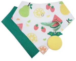 Silli Fruits Bandana Bib Set with Pineapple Teether & Strap