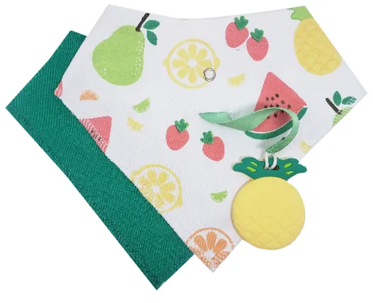 Silli Fruits Bandana Bib Set with Pineapple Teether & Strap