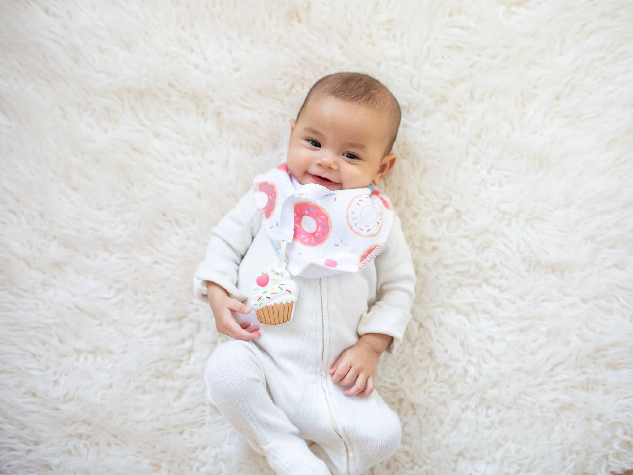 Silli Sweets Bandana Bib Set with Cupcake Teether & Strap