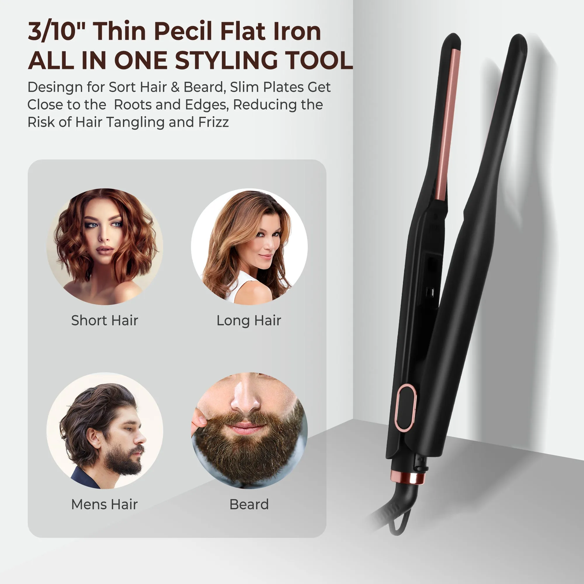 Small Adjustable Temperature Flat Iron for Short Hair