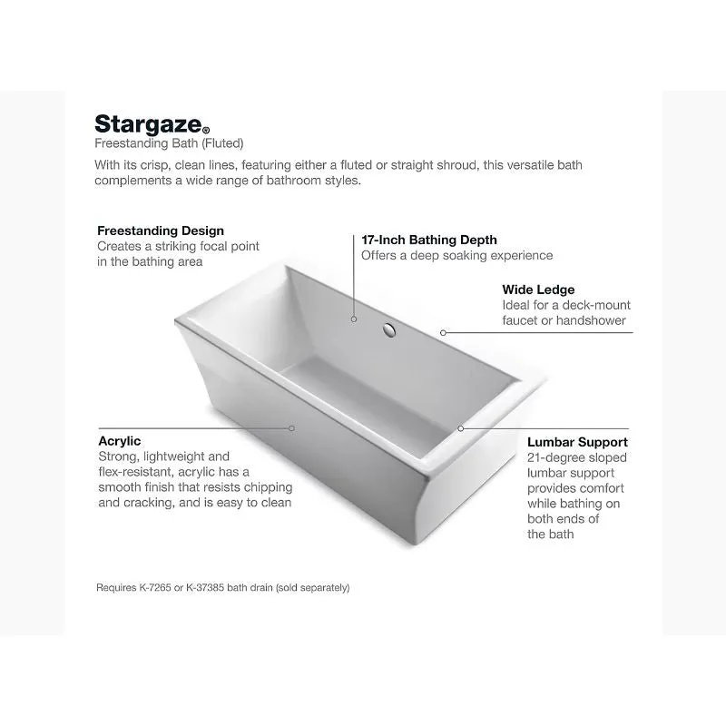Stargaze 60.19" x 34.25" x 24.25" Freestanding Bathtub in White
