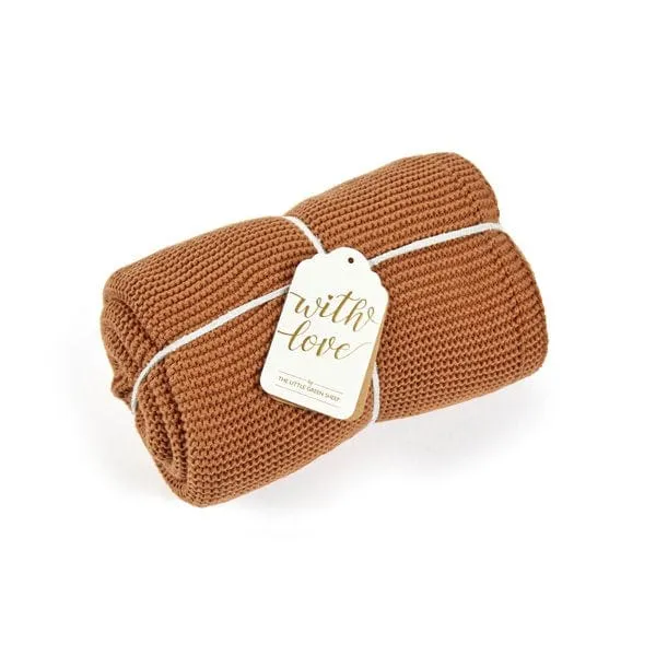 The Little Green Sheep Cellular Blanket - Terracotta