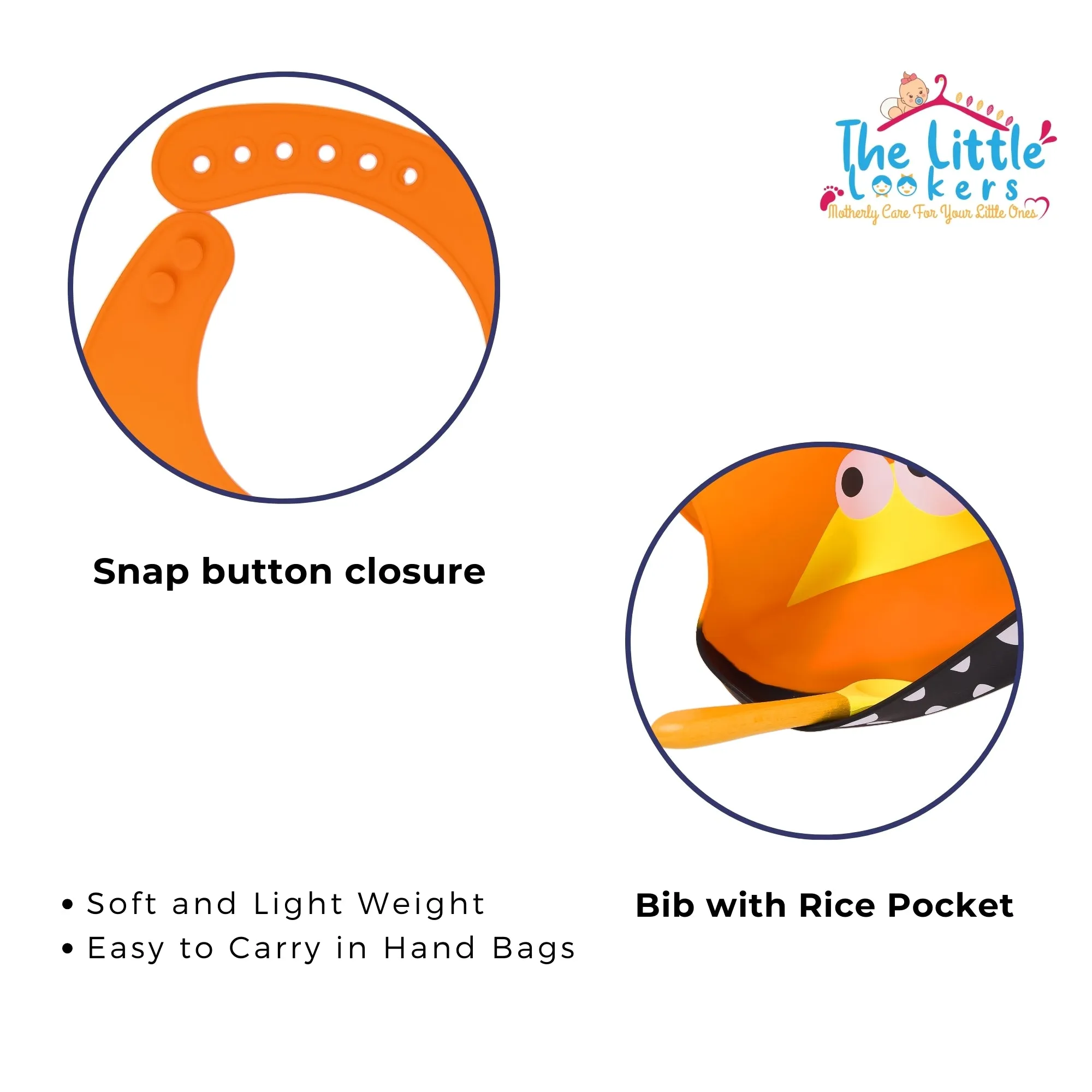 THE LITTLE LOOKERS Silicone Feeding Bib with Adjustable Strap, Waterproof, Easy to wash, Stain Proof | BPA Free/Soft Material Bibs with Tray/Food Catcher