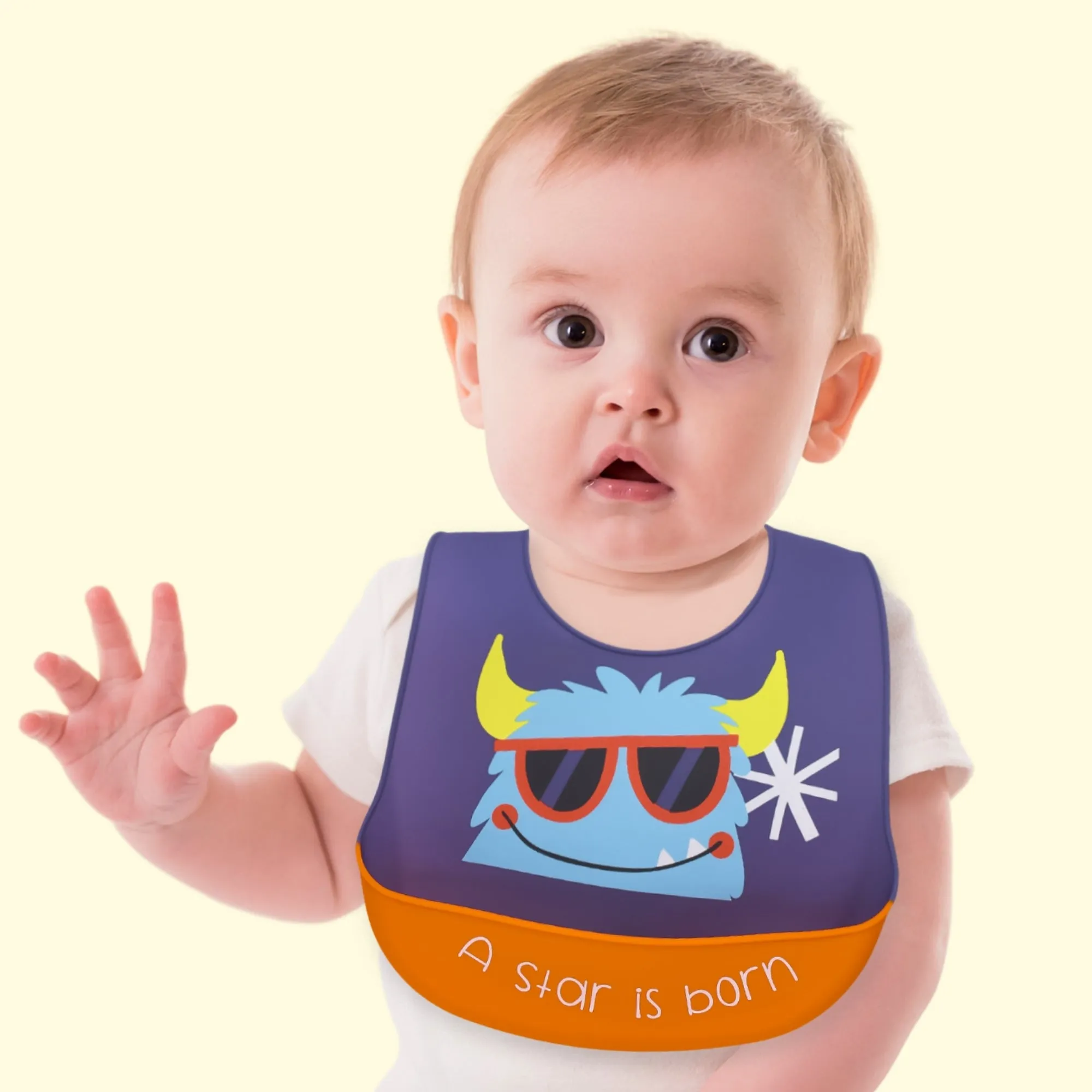 THE LITTLE LOOKERS Silicone Feeding Bib with Adjustable Strap, Waterproof, Easy to wash, Stain Proof | BPA Free/Soft Material Bibs with Tray/Food Catcher