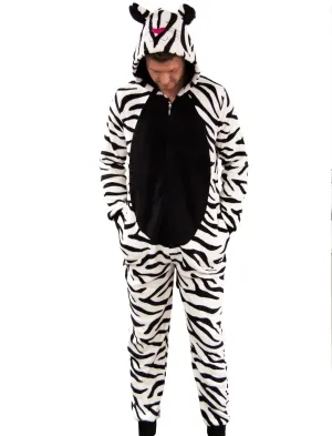 Tiger black & white fleece animal onesie