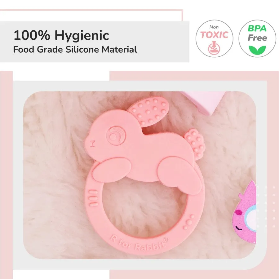 Tiny Bites Zoobie Baby Silicone Teethers Pack of 1 Crocodile, Rabbit, and Elephant