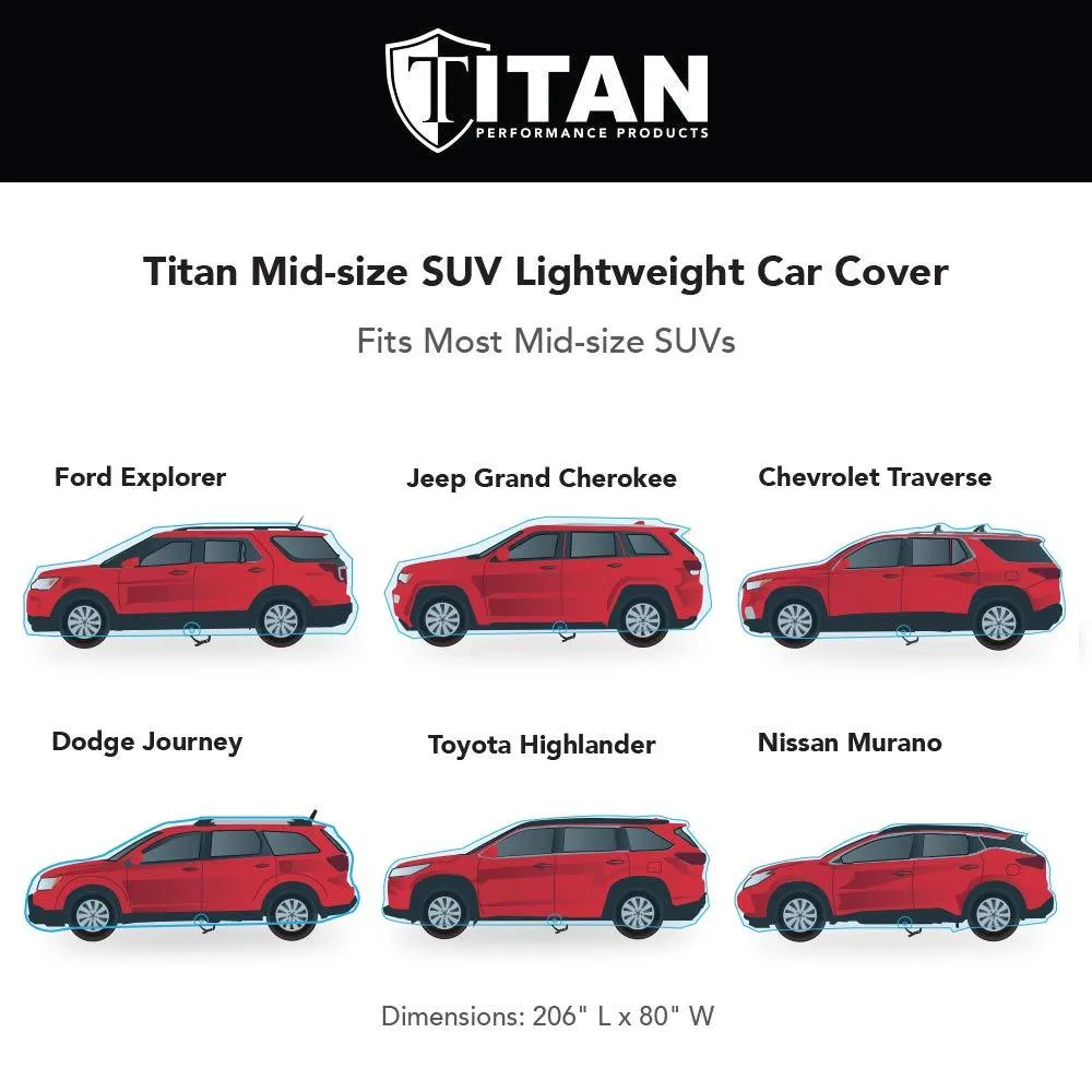 Titan Brilliant Color Poly 210T Car Cover for Mid-Size SUVs 188-206 Inches Long (Bondi Blue)