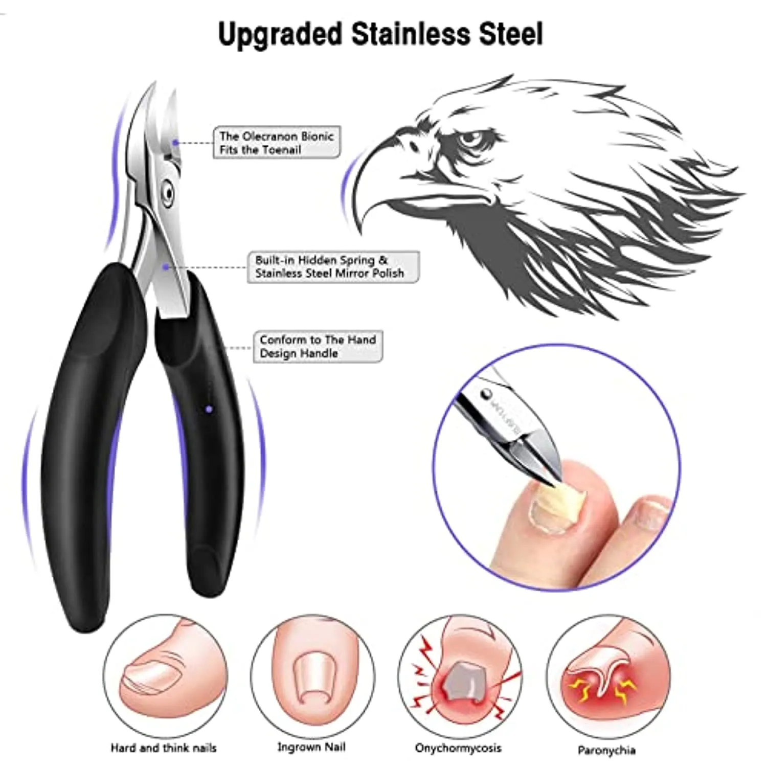 Toe Nail Clippers Adult,long handle Large Toenail Clippers for Thick Nails Ingrown Toenail Treatment Tool, Professional Nail Clippers Set,Sharp Toenail & Fingernail Clippers for Men, Women & Seniors