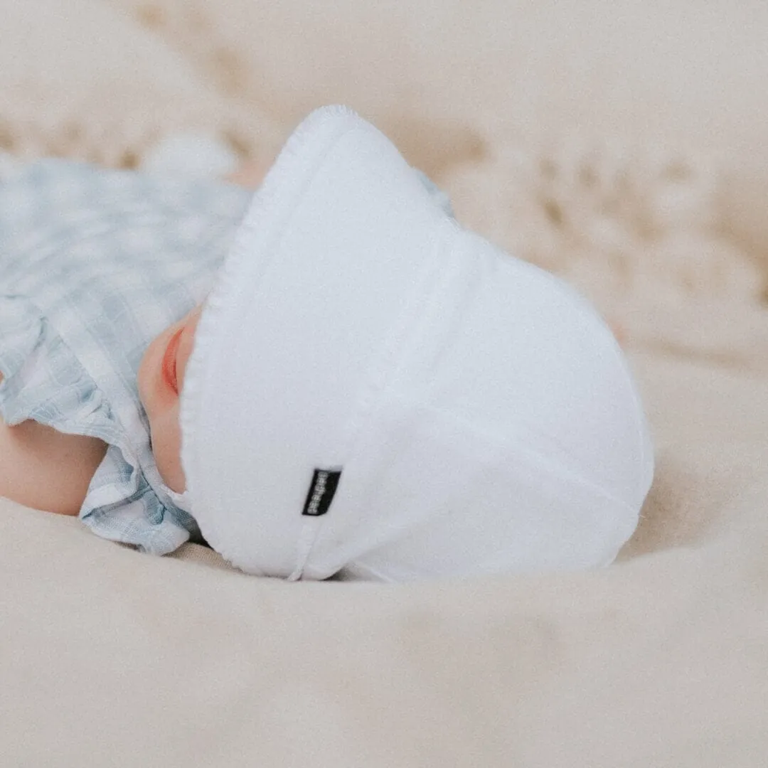 White Ruffle Trim Legionnaire Flap Hat